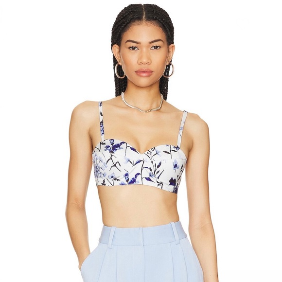 NEW FAVORITE DAUGHTER REVOLVE FLORAL PRINT SATIN BRA TOP - Picture 1 of 8